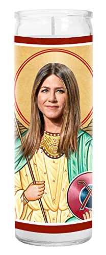 Jennifer Aniston Celebrity Prayer Candle - Friends Show Rachel Funny Saint Candle - 8 inch Glass Prayer Votive - 100% Handmade in USA - Celebrity Novelty Gift