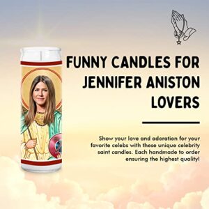 Jennifer Aniston Celebrity Prayer Candle - Friends Show Rachel Funny Saint Candle - 8 inch Glass Prayer Votive - 100% Handmade in USA - Celebrity Novelty Gift