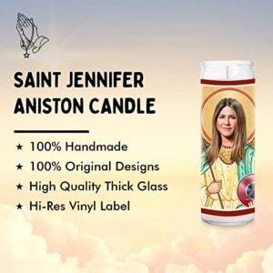 Jennifer Aniston Celebrity Prayer Candle - Friends Show Rachel Funny Saint Candle - 8 inch Glass Prayer Votive - 100% Handmade in USA - Celebrity Novelty Gift