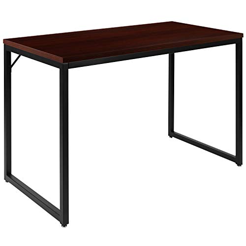 Flash Furniture Tiverton Industrial Modern Desk-Mahogany/Black Commercial Grade Computer Desk-47" Sturdy Home Office Desk-Writing Desk