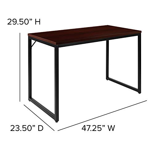 Flash Furniture Tiverton Industrial Modern Desk-Mahogany/Black Commercial Grade Computer Desk-47" Sturdy Home Office Desk-Writing Desk