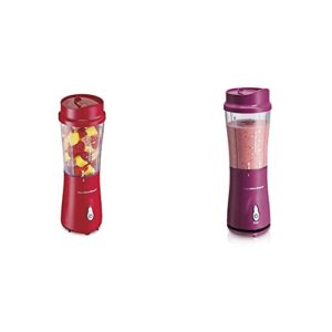 hamilton beach personal blender for shakes and smoothies with 14oz travel cup and lid, red (51101rv) & personal blender for shakes and smoothies with 14oz travel cup and lid