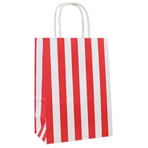 adido eva 25 pcs striped gift bags small red kraft paper bags with handles for party favor (8.2 x 6 x 3.1 in)