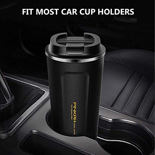 PINKAH 17OZ Stainless Steel Coffee Travel Mug, Double Walled Insulated Vacuum Tumbler Cup, Powder Coated Thermal with Lid for Hot and Cold Coffee Tea