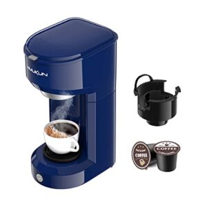 vimukun mukun single serve coffee maker, coffee brewer compatible with k-cup pods and ground coffee, coffee maker one cup with 6 to 14oz reservoir, small size(blue)