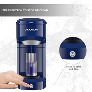 Vimukun mukun Single Serve Coffee Maker, Coffee Brewer Compatible with K-Cup Pods and Ground Coffee, Coffee Maker One Cup with 6 to 14oz Reservoir, Small Size(Blue)