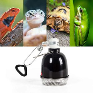 OIIBO Clamp Lamp Fixture 5.5 Inch Deep Dome Reptile Light Fixture, Reptile Heat Lamp Fixture for Heat Lights UVA UVB Reptile Light with Anti-Scaling Cover and Spring Clip, Max 100W Supported
