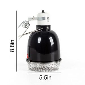 OIIBO Clamp Lamp Fixture 5.5 Inch Deep Dome Reptile Light Fixture, Reptile Heat Lamp Fixture for Heat Lights UVA UVB Reptile Light with Anti-Scaling Cover and Spring Clip, Max 100W Supported