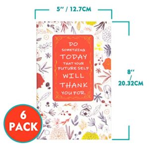 6 Packs Sewn-binding Pocket Notebook 96 Pages (Lined, 48 Sheets), 5"x 8" Sturdy 22LB/80GSM Heavy Weight Paper, Small Memo Notepad with Inspirational Motivational Quotes Writing Pad, Softcover Journal