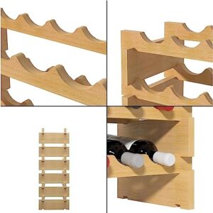 sogesfurniture Wine Rack Stackable Modular Small Wine Storage Rack Free Standing Solid Natural Wood Wine Holder Display Shelves, (Natural, 10X 6 Rows (60 Slots)), BHUS-BY-WS002