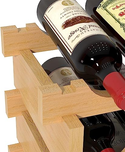 sogesfurniture Wine Rack Stackable Modular Small Wine Storage Rack Free Standing Solid Natural Wood Wine Holder Display Shelves, (Natural, 10X 6 Rows (60 Slots)), BHUS-BY-WS002