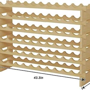 sogesfurniture Wine Rack Stackable Modular Small Wine Storage Rack Free Standing Solid Natural Wood Wine Holder Display Shelves, (Natural, 10X 6 Rows (60 Slots)), BHUS-BY-WS002