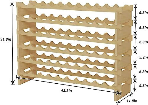 sogesfurniture Wine Rack Stackable Modular Small Wine Storage Rack Free Standing Solid Natural Wood Wine Holder Display Shelves, (Natural, 10X 6 Rows (60 Slots)), BHUS-BY-WS002