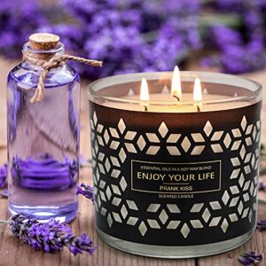 Candles for Home Scented, Lavender Scented Candles, Mothers Day Gifts, 3 Wick Candle, 14.5Oz 125H, Ideal for Stress Relief, Bath, Yoga, Meditation, Gifts for Women Birthday, Thanksgiving, Christmas