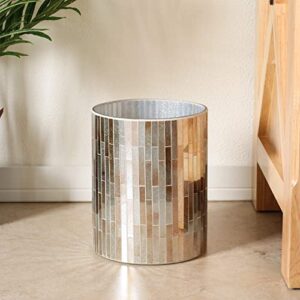 kmwares decorative wastebasket/trash can/garbage can for home accent, kitchen, bathroom accessories, office decoration - mosaic glass