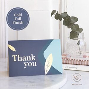 Rileys Thank You Cards with Envelopes | 50-Count, Gold Foil - Blank Note Cards, Thank You Notes, Blank Cards with Envelopes, Thank You Wish Cards, Wedding, Graduation, Baby Shower (Navy Blue)