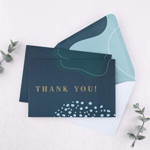 Rileys Thank You Cards with Envelopes | 50-Count, Gold Foil - Blank Note Cards, Thank You Notes, Blank Cards with Envelopes, Thank You Wish Cards, Wedding, Graduation, Baby Shower (Navy Blue)