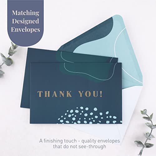 Rileys Thank You Cards with Envelopes | 50-Count, Gold Foil - Blank Note Cards, Thank You Notes, Blank Cards with Envelopes, Thank You Wish Cards, Wedding, Graduation, Baby Shower (Navy Blue)