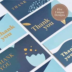 Rileys Thank You Cards with Envelopes | 50-Count, Gold Foil - Blank Note Cards, Thank You Notes, Blank Cards with Envelopes, Thank You Wish Cards, Wedding, Graduation, Baby Shower (Navy Blue)