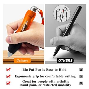 Galagee Super Big Fat Heavy Weighted Pens - Large Wide Grip Pens - Hand Writing Aids for Tremors,Parkinson's,Autism,Carpal Tunnel and Essential Hand Tremors（Two Black Ink Refills）