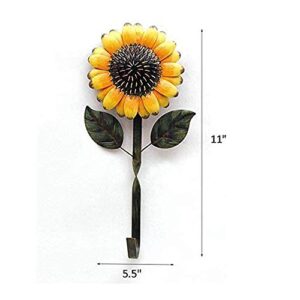 E-view Metal Sunflower Key Holder Creative Vintage Wall Mounted Key Hook - Retro Cast Hanger for Coat Hat Clothes Towel (Set of 2)