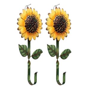 e-view metal sunflower key holder creative vintage wall mounted key hook - retro cast hanger for coat hat clothes towel (set of 2)