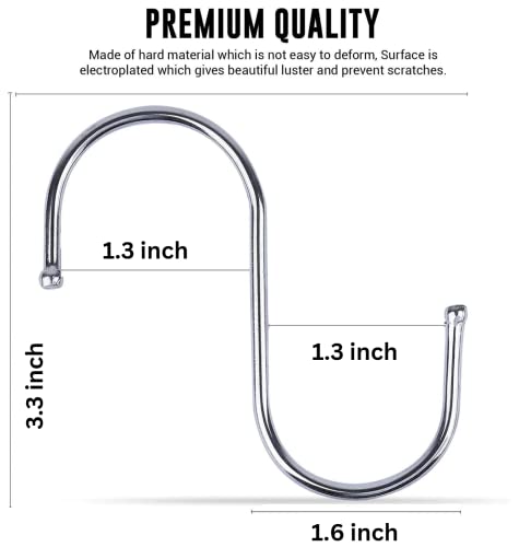 WHITECLOUDZ 30 Pack S Hooks for Hanging Plants, Stainless Steel S Hooks Heavy Duty for Hanging Clothes, Durable Large S Shaped Closet Hooks for Kitchen