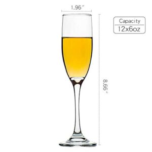 C CREST Set of 12, Champagne Glasses, 6 Ounce Champagne Flute, Lead-free Drinkware, Clear