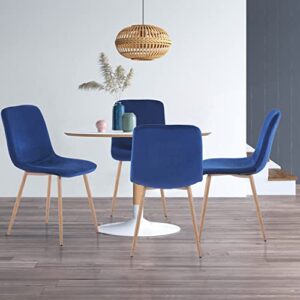 springfavor blue velvet dining chairs set of 4 kitchen & dining room chairs with sturdy metal legs upholstered mid century modern dining chairs for living room/kitchen/bedroom