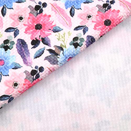 David Angie Floral Bullet Textured Liverpool Fabric 4 Way Stretch Spandex Knit Fabric by The Yard for Head Wrap Accessories (Pattern B)