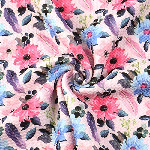 David Angie Floral Bullet Textured Liverpool Fabric 4 Way Stretch Spandex Knit Fabric by The Yard for Head Wrap Accessories (Pattern B)