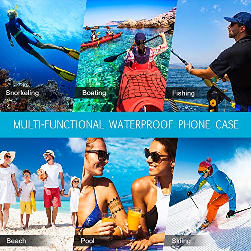 6 Universal Waterproof Phone Pouch Bag Underwater Case Clear Cellphone Dry Bag with Lanyard Swimming Snorkeling Water Sport Bag for Smartphone 6.9 Inch (Purple, Green, Black, Aqua Blue, Yellow, Pink)