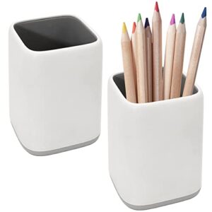 cerpourt 2 pack desk pen holder,two-tone cute pen cup makeup brush holder,durable desktop organizer pencil holder for desk,vanity table,office supplies (gray)