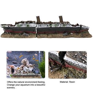 Aquarium Wreck Ornaments, Resin Material Wreck Sailing Boat Sunk Ship Fish Tank Decor Ship Decorations