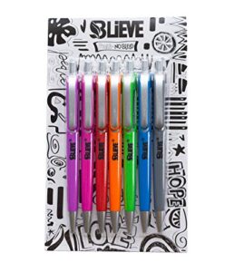 blieve- bible pens no bleed through, pack of 7, bible journaling supplies, colorful pens, ink ballpoint color pens, bullets journal pens, fine point writing pens, colored gel pen, study accessories