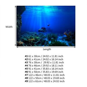 Aquarium Background, 3D Effect Fish Tank Background, PVC Adhesive Aquarium Underwater Seaworld Backdrop Decorations Poster(#1)