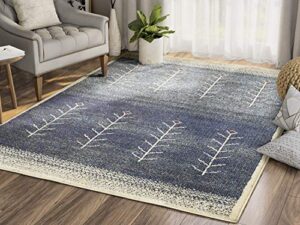 abani southwestern distressed vintage style area rug, mesa collection - blue & beige plant stalk design 3'x5' accent rug rugs
