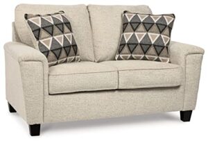 signature design by ashley abinger chenille contemporary loveseat with 2 accent pillows, beige
