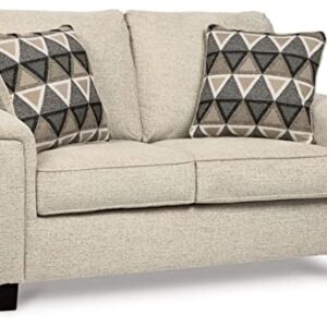 Signature Design by Ashley Abinger Chenille Contemporary Loveseat with 2 Accent Pillows, Beige
