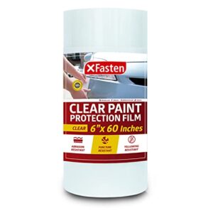 xfasten vinyl clear paint protection film 6-inch x 60-inch, clear bra film and bike frame protection tape protector guard against road damage – residue-free | excellent sneaker sole protection film