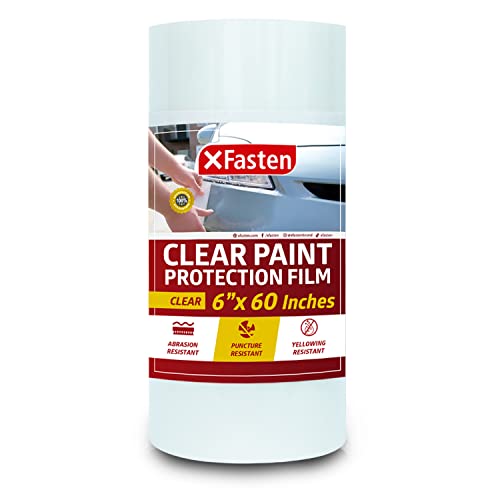 XFasten Vinyl Clear Paint Protection Film 6-Inch x 60-Inch, Clear Bra Film and Bike Frame Protection Tape Protector Guard Against Road Damage – Residue-Free | Excellent Sneaker Sole Protection Film