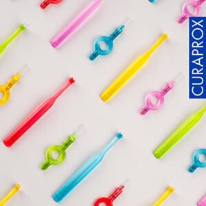 Curaprox CPS 06 Prime Start Interdental Brushes Set, 5 interdental Brushes CPS 06 Prime + 1 Holder UHS 409 + 1 Holder UHS 470, 0.6 mm to 2.2 mm, Turquoise