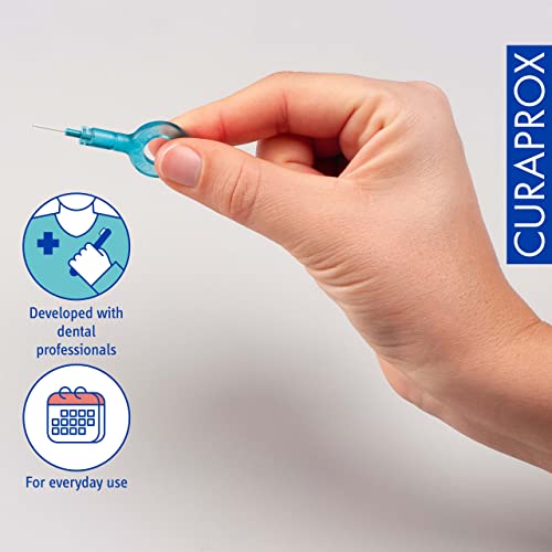 Curaprox CPS 06 Prime Start Interdental Brushes Set, 5 interdental Brushes CPS 06 Prime + 1 Holder UHS 409 + 1 Holder UHS 470, 0.6 mm to 2.2 mm, Turquoise