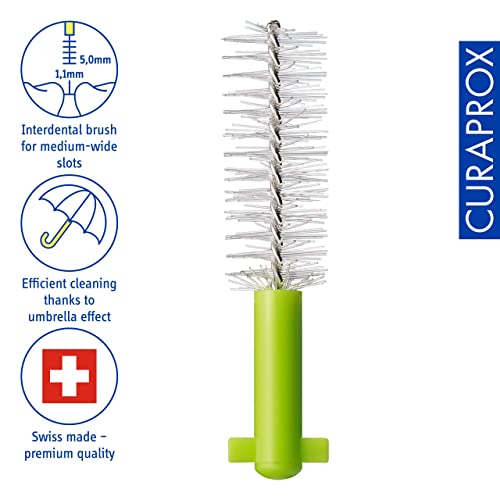 Curaprox CPS 011 Prime Refill Interdental Brushes, 8-Piece Refill Pack interdental Brushes CPS 011 Prime, 1.1 mm to 5.0 mm, Green