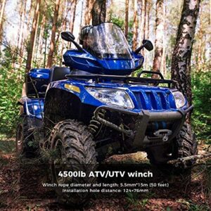 Anbull 12V 4500lb Electric Winch,Synthetic Rope ATV UTV Winch with Mounting Bracket/Wireless Remote Control for Towing ATV/UTV