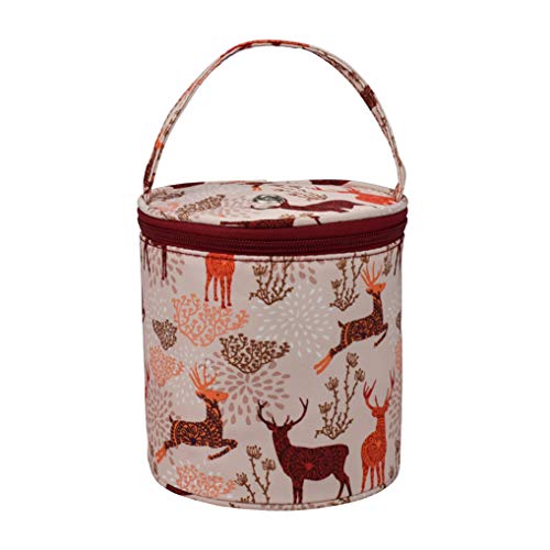 Timesuper Knitting Yarn Storage Bag Wool Holder Storage Basket Round Crochet Yarn Tote Bag,Sika Deer