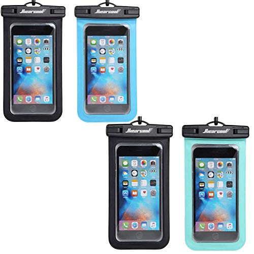 Hiearcool Universal Waterproof Case,Waterproof Phone Pouch Compatible for iPhone 12 Pro 11 Pro Max XS Max XR X 8 7 Samsung Galaxy s10/s9 Google Pixel 2 HTC Up to 7.0", IPX8 Cellphone Dry Bag - 4 Pack