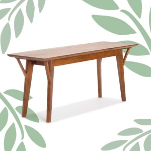 finch stratford mid century entryway bench, solid wood seating for dining room or hallway, modern farmhouse rustic design, walnut brown