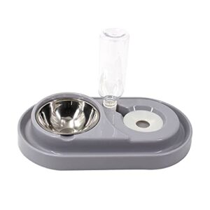 double dog cat bowls water and food bowl set，detachable stainless steel bowl automatic water dispenser bottle pet feeder for small or medium size dogs cats puppy kitten rabbit