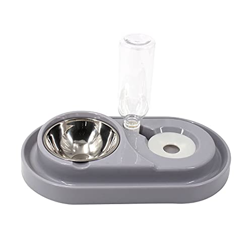 Double Dog Cat Bowls Water and Food Bowl Set，Detachable Stainless Steel Bowl Automatic Water Dispenser Bottle Pet Feeder for Small or Medium Size Dogs Cats Puppy Kitten Rabbit